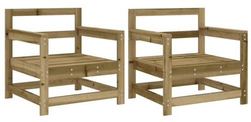 vidaXL Gartenstuhl 2 STK., Modular Gartenmöbel Lounge, Holzstuhl Stuhl für Garten Terrasse Balkon, Gartensessel Balkonstuhl, Kiefernholz Imprägniert