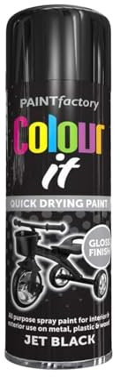 PNJB Paint Spray Can 250ml 'Black Gloss' General Purpose, Fast Dry Excellent Coverage Adhesion, Spray Paint For Metal, Plastic, Wood, Stone, Gloss Finish (Pack of 1)