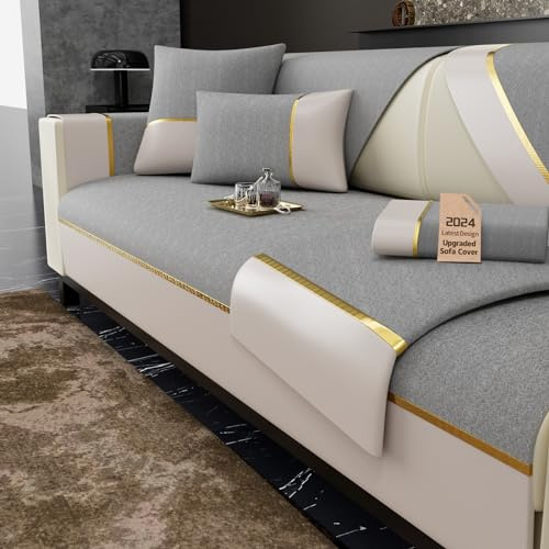Kiseely Sofabezug - Couch Überzug Samt Mit Rutschfester Unterlage für L Form/U Form/Ecksofa 4/3/2/1 Sitzer, Sofaschutz Hund Katze Kratzschutz (90x120cm)