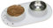 Dog Bowls, LaiEdua Dog Bowl with Dual 500 ML Stainless Steel Bowls Large Anti-Slip/Anti-Spill Silicone Pad, Puppy/Cat Bowls for All Dogs and Cat Feeding All Food & Water (Total 33.82 OZ, light-grey)
