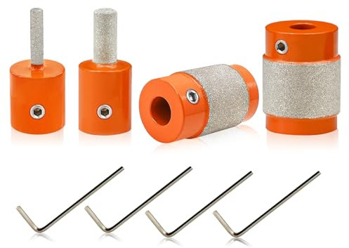 BGTEC Diamond Grinder Bit Head Tools - 4pcs Brass Core Stained Glass Grinder Bits, 3mm/6mm/19mm/25mm