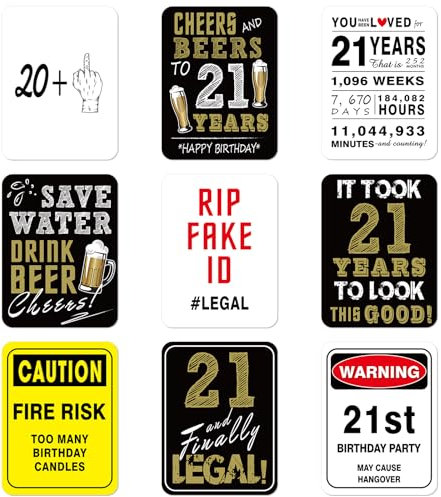 WERNNSAI 21st Birthday Party Decorations - 9PCS 21 Years Old Party Banner Sign Funny 21st Party Banner Centerpieces for Her Him 21st Birthday Supplies Door Wall Windows Picture Props