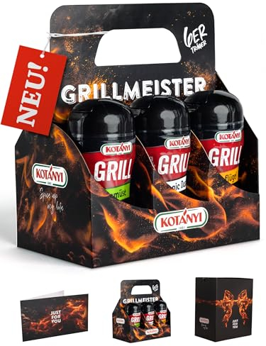 KOTÁNYI Grill Gewürze Geschenkset - 6er Träger - Geschenke für Männer - Grillzubehör & Gewürz Set für jedes BBQ - Grill Zubehör inkl. Magic Dust - [Jetzt Geburtstagsgeschenk für Männer bestellen!]