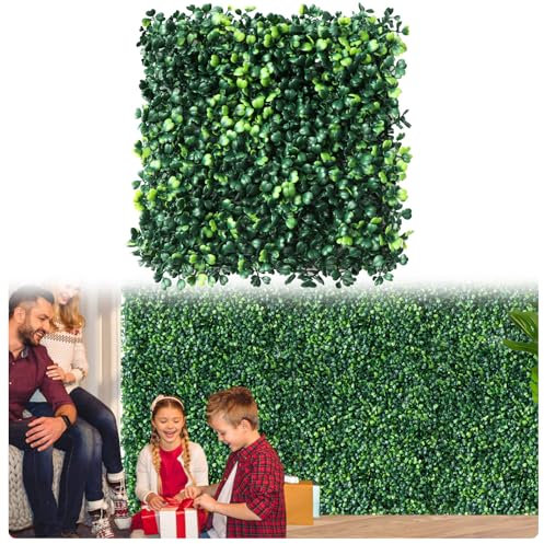 baudliglin 12 Stück 25,4 x 25,4 cm Graswandpaneele Hintergrund, künstliche Buchsbaum-Heckenwand für drinnen und draußen, Sichtschutz, Hecke, künstlicher Hintergrund, verbesserte Laubhecke, Gras,