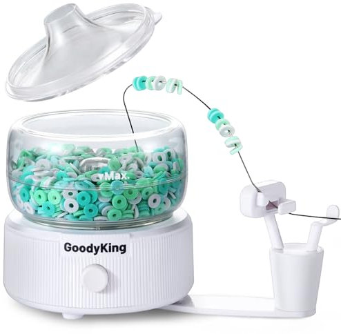 GraceDuck Electric Clay Bead Spinner for Bracelet Making Kit - Clay Bead Bracelet Kit Essentials, Needles Included, Easy Friendship Bracelet Making, Applicable for Different Kind of Beads (White)