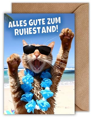 WBdesignz Lustige Ruhestandskarte mit Umschlag - Humorvolle Ruhestandskarte “Alles Gute zum Ruhestand” Glückwunschkarte Geschenkkarte zur Rente Geschenk zur Rente Abschiedskarte (DIN A6)