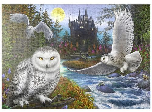 MyPuzzle Schnee-Eulen und das Mondschloss - Premium 1000 Teile Puzzle - MyPuzzle Sonderkollektion von Puzzle Galaxy