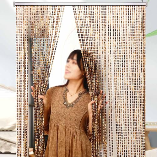 Perlenvorhang 80x180cm 80x200cm Balkontür Vorhang Fadenvorhang Tür Raumtrenner Vorhang Fensterdekoration(100x220x2cm)