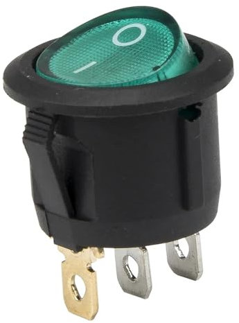 KCD1-102N-5 diamètre perforé 20 Mm 3 broches interrupteur à bascule rond marche-arrêt avec lumière KCD1-105N 220V 12V 10 pièces(Green,220V yellow ray)