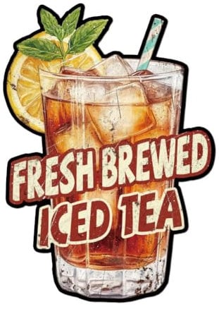 WADORN Metallschild Mit Aufschrift „Eistee“ Gemälde „Eistee Frisch Gebrüht“ Eisenkunst Dekor Retro Schilder Heimdekoration Geschenke Für Bars Restaurants Cafés Kneipen Esszimmer Küche Wanddekoration