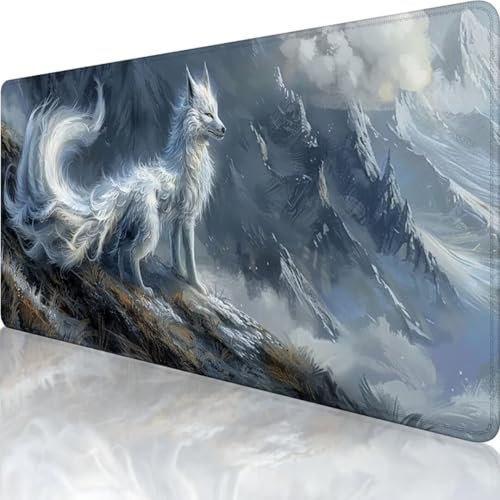Grey Mouse Mat 600 x 300 Large Mouse Pad Animal Desk Mat, Stitched Edges Mousepad, Non-Slip Rubber Base Keyboard Pad, Extended Gaming Mouse Pad XXL for Home Office Accessories, Gifts for Women 0-C