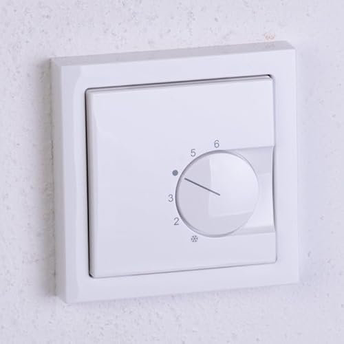 Ritzer Raumthermostat Raumtemperaturregler Fußbodenheizung für Busch Jäger Future Linear im Set mit Abdeckung und Rahmen