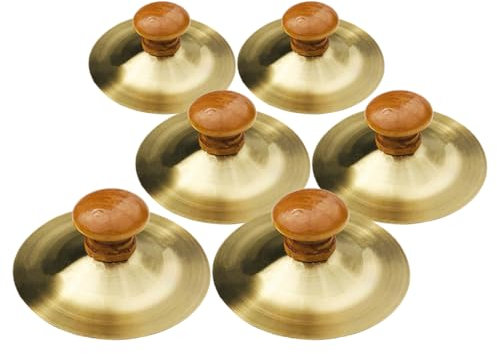 ifundom 6piezas Zills De Metal Con Mangos De Madera Para Danza Del Vientre Instrumento Musical Para Niño Niña y Adultos Para Fiestas y Eventos