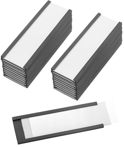 PATIKIL 25 Pc Porte-Étiquettes Magnétique 3 x 1 Avec Inserts Papier | Canal C Porte-Étiquettes Pour Armoires Étagères Panneaux Signalétiques Pour Boîtes À Outils Tableaux Blancs