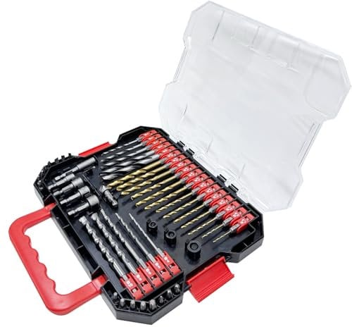 GREYWOLF 49-teiliges Bohrerset, 1/4-Zoll-Sechskantschaft, Schlagschrauber-Bit- und Schraubendreher-Bit-Set, Bohrer- und Schraubendreher-Bit-Kombi-Set mit Koffer für Metall, Holz, Beton und Mauerwerk