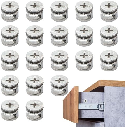 Vis Assemblage Meuble Bois,Lot de 20 Raccords de Meubles Ferrure d'Assemblage Excentriques en Alliage de zinc - Roues à Cames pour Assemblage meuble - Accessoires de Qualité pour Armoires, Tiroirs