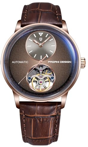 Orizontime Pagani Design Automatische mechanische Uhren für Herren, 42 mm Zifferblatt, Lederband, Silber, blau, Luxuriös
