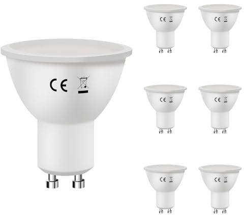 Glitzerlife LED Deckenstrahler GU10 Leuchtmittel - 6er Pack 6W 5000K Kaltweiß Licht Beleuchtung AC 230V Flimmerfrei Spot Strahler fur Café Bar Restaurant Flur Schlafzimmer 6 Stück