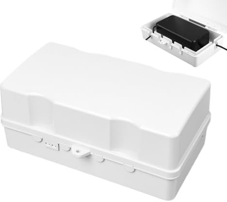 Extension Cord Box, Cable Connector Protector, Adorable Weatherproof Extension with Padlock, Water-Resistant Case for Outdoor Lights, Holiday Decorations, 9.25x5.35 Inches