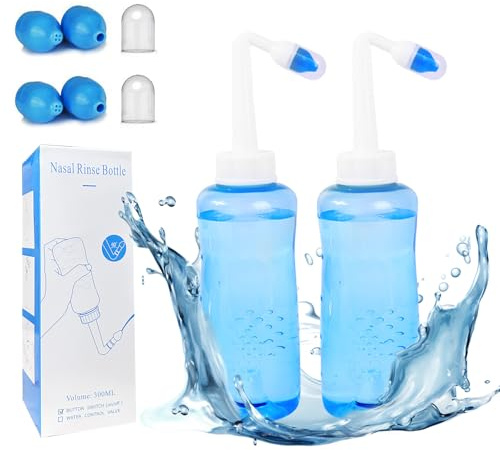 2 Pack Nasal Rinse Bottle, 300ML Nasal Wash Bottle Cleaner Pressure Rinse Nasal Irrigation for Adult