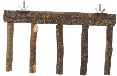 TOBBOMEY Parrot Perch Stand for Bird Cage Fixed Climbing Ladder with Five Steps Long Short Exercise and Rest Platform for Parakeets Macaws Finches and Small to Medium Birds