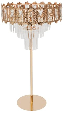Blumenständer aus Kristallglas für Hochzeit, 80cm Hoher Metall Blumenstand mit Kristallanhänger, Metallvase für Hochzeitsmittelstücke, Blumenhalter für Hochzeit, Party, Bankett (Gold, Groß-80cm)