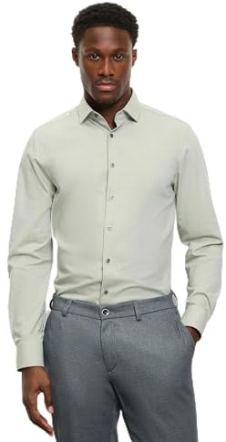 OLYMP Herren Oberhemd Langarm 073464,Twill,Level 5 Body fit (15.05.2015 - F16),Modern Kent,Mint 41,39