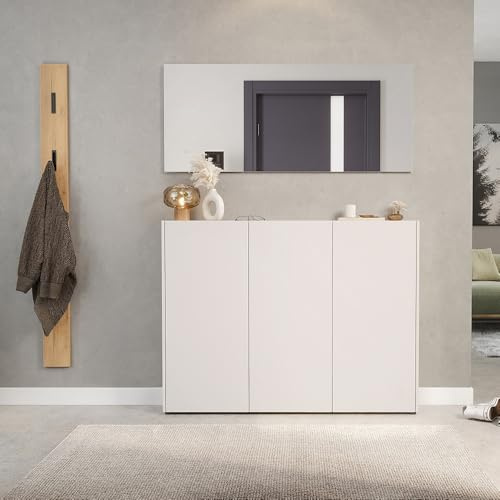 Lomadox Garderoben-Set 3-teilig in Kaschmir mit Eiche | Flurgarderobe Modern mit Spiegel und Kommode