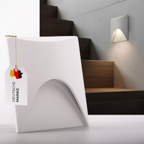 Maxkomfort LED Treppenbeleuchtung Treppenlicht 230V weiß, Wandeinbaustrahler 2,5W IP65 3000K warmweiß für Stufen Ø68mm | 6202S