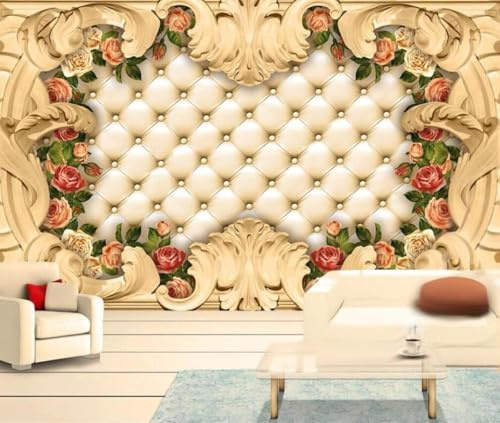 Tissu D'Ameublement Créatif Rose Rose Individualité Papier Peint 3D Installation Facile Intissé Tapisserie Bureau Salon Canapé Chambre Décoration Murale-250cm×170cm