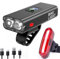 Luce Bici Anteriore e Posteriore Ricaricabile USB potente,Luci Bicicletta LED 2400 Lumen,Alluminio LED Luce Bicicletta Anteriore, 6 modalità & Impermeabile con Luminoso Luce Posteriore Bici