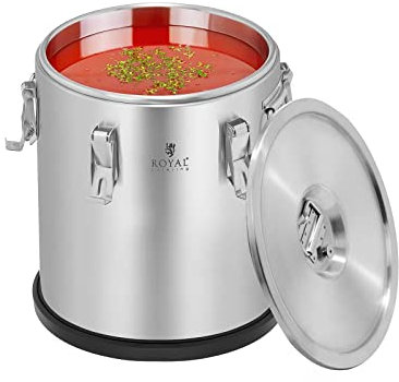 Royal Catering Thermobox - Recipiente térmico (20 litros, acero inoxidable, apilable)