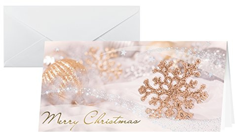 SIGEL DS055 Premium Weihnachtskarten-Set mit Umschlag | Goldprägung | DIN lang | 10 Stück | Winter Passion | ideal zum Bedrucken
