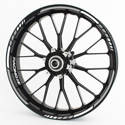 Felgenrandaufkleber im RS Design - Vorgekrümmt für 20 bis 24 - Felgenaufkleber - Für Motorrad, Auto & mehr - Farbe: Grau Design 2