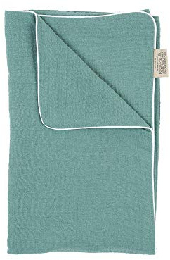 KraftKids Babydecke in Musselin nilblau, Kuscheldecke 70 cm x 100 cm, 100% Musselin Stoff mit Liebe handgefertigt in der EU