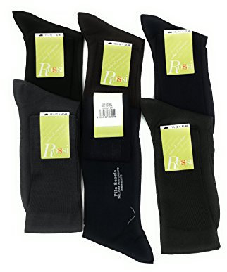 6 Paia Calza Lunga Uomo ROSSI 205 in Cotone Egiziano, Tallone Rinforzato Rimagliato a Mano, Extra Morbide e Resistenti, (42-44, ne)