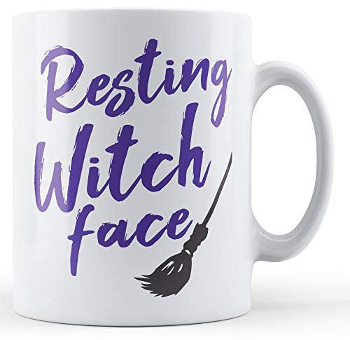 Finger prints - Resting Witch Face - Funny Halloween Pun Gift Mug, Ceramic, 11fl.oz.
