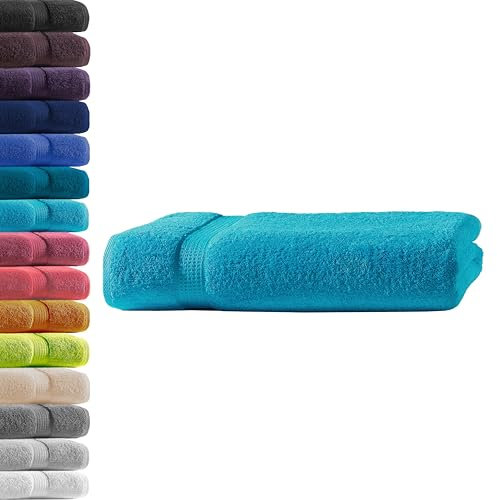 1x Badetuch | Türkis | 100% Baumwolle Frottier | Oeko-TEX® Standard 100 | Premium Qualität 500 g/m²