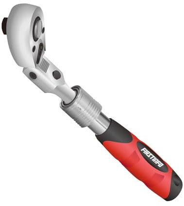 FIRSTINFO F3222NB | Carraca extensible con cabeza flexible de 1/4 | 72 dientes, liberación rápida, reversible | Mango ergonómico con agarre suave