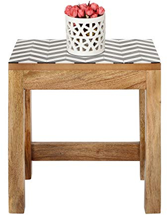 Penguin Home Coffee Beistelltisch Gedruckte Harzplatte & Holzrahmen Beistelltisch Quadratisch Rechteckig Gelegentlich Stehen Teetisch für Wohnzimmer Haus und Büro Holzrahmen