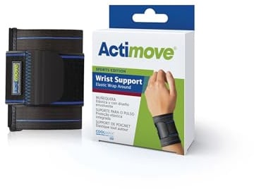 Actimove Sports Edition Wrist Support Elastic Wrap Around | Black, Universal Size, Adjustable Support- Pain Relief with Medical Compression