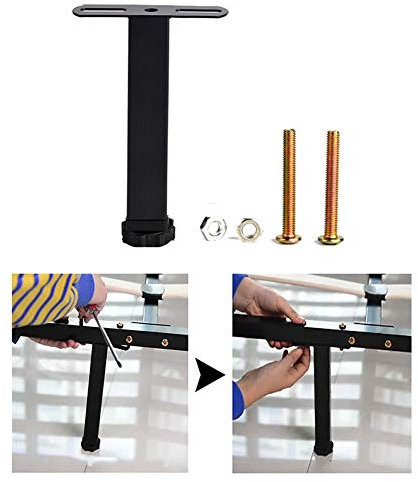 NWHJ Remplacement Pieds pour Sommier a Lattes, 4pcs Pieds de canapé de Meubles en Métal,Hauteur Réglable 1-20mm,Solide Le Fer, Noir