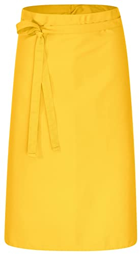 DESERMO Premium Vorbinder 80x100cm (LxB) - Hochwertige Profi-Schürze für Frau & Mann - Küchenschürze aus Baumwollmischung - Schürze mit großer Farbauswahl - Stoffgewicht 220g/m² (Gelb)