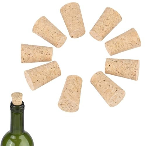 Agatige 10 Pièces Bouchon de Vin en Bois, Naturel Bouchons en Liège Bouchon de Liège Coniques Bouchons de Remplacement pour Bouteilles de Vin et de Bière(20 * 15 * 35mm)
