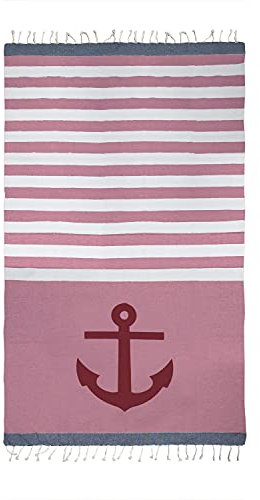 Banzaii Strandtuch - Fouta für Liegestühle, Schnelltrocknend, 90 x 170 cm Noch Rot