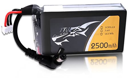 TATTU 2500mAh 2S 7.4V Lipo Akku mit DC5.5mm Stecker für Fatshark Goggles