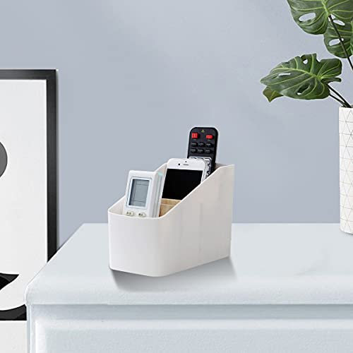 yine Organizador de soporte para control remoto Caja de almacenamiento de escritorio Organizador de escritorio de bambú extraíble 4 compartimentos para TV, receptor, DVD(4 rejillas)
