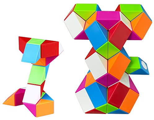 EACHHAHA Magic Snake Set 24+48 Blöcke 2pack magische Schlange Snake Puzzle Magischer Schlangenwürfel für Kinder und Erwachsene-Kindergeburtstag Gastgeschenke(Regenbogen 24+48)