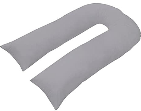 ARLINENS 9ft/12ft U Shaped Pillowcase Cover Pregnancy Maternity Nursing Full Body Ultimate Back Support Pillowcase Cover in white cream & silver colors (Silver, 9ft Case Only)