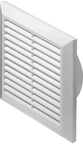 White Plastic Air Vent Grille - 170mm x 170mm - with 100mm Duct Pipe/Hose Connection.